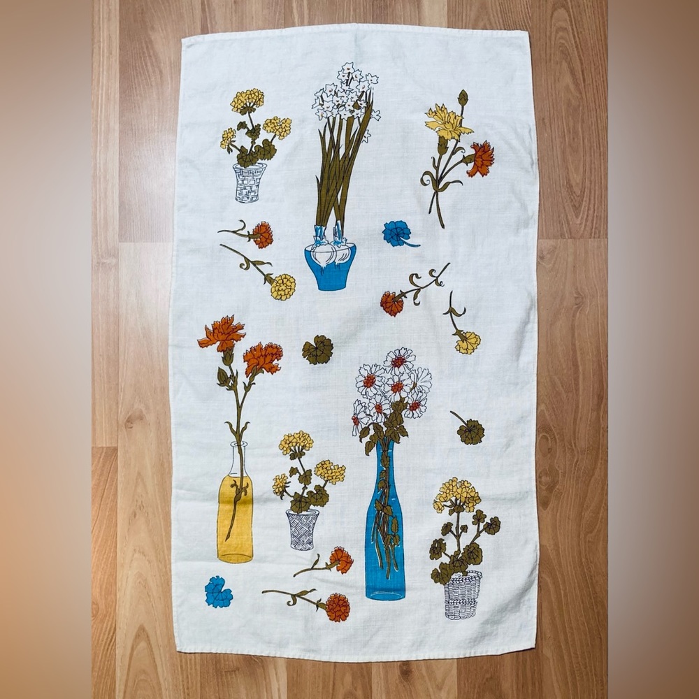 🌿Vintage estate Botanical theme kitchen towel. Linen perhaps❤️